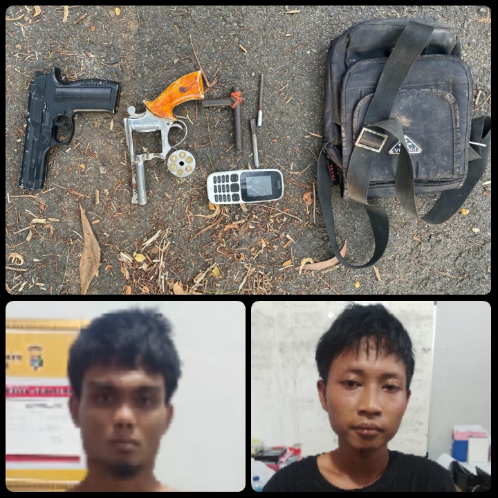 Kedapatan Bawa Senpi Dua Warga Palas Lagi Menikmati Miras Ditangkap Polisi